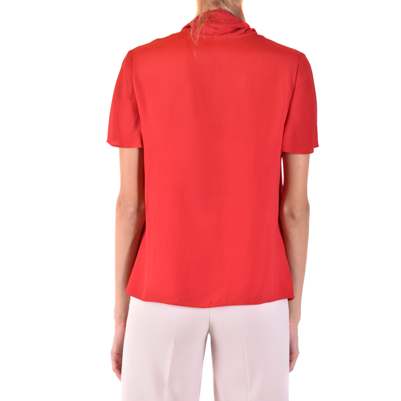 Emporio Armani Blusa Donna Rosso Seta Acetato Maniche Corte