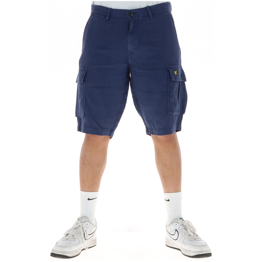 Lyle And Scott Bermuda Uomo Lino Blu Primavera Estate Slim