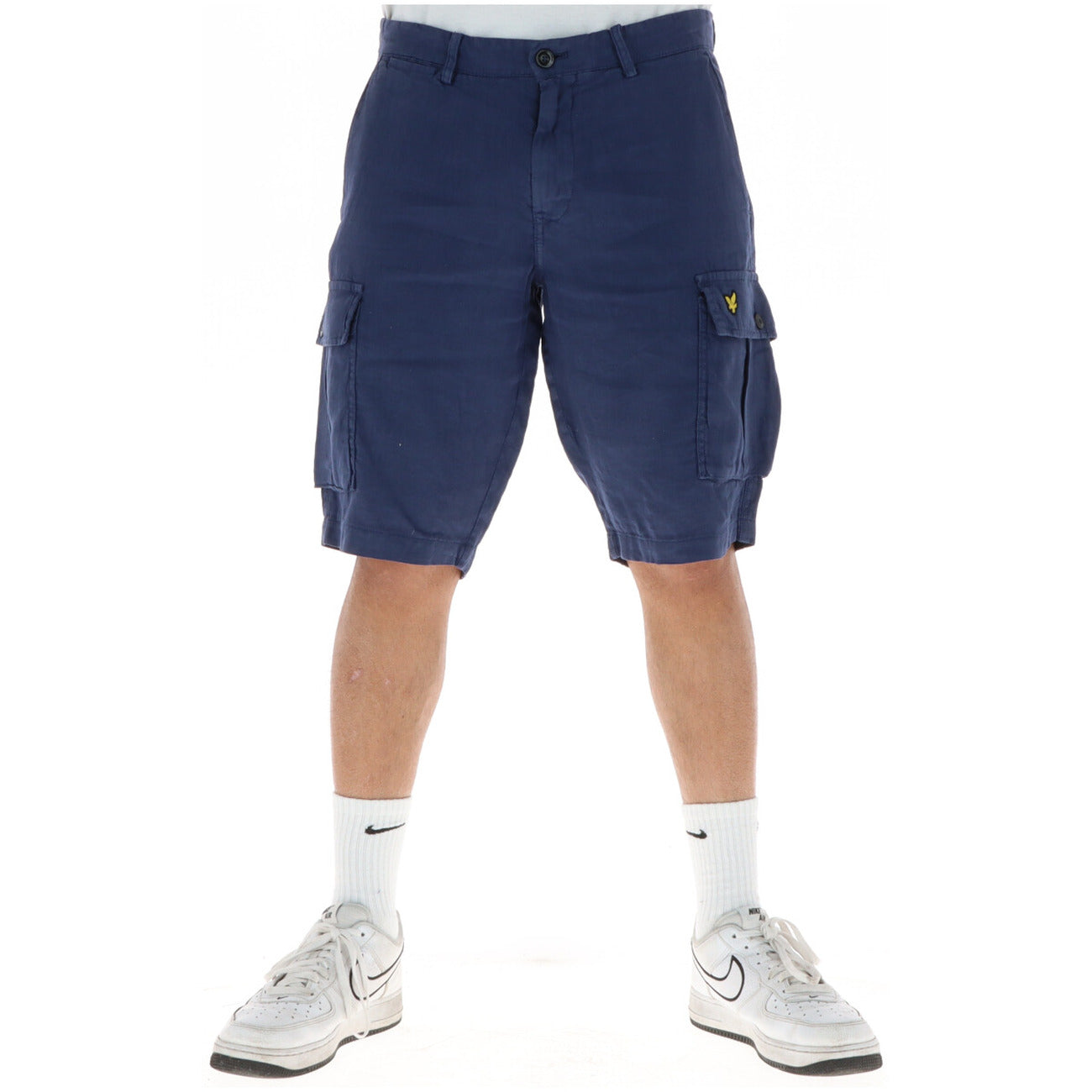 Lyle And Scott Bermuda Uomo Lino Blu Primavera Estate Slim