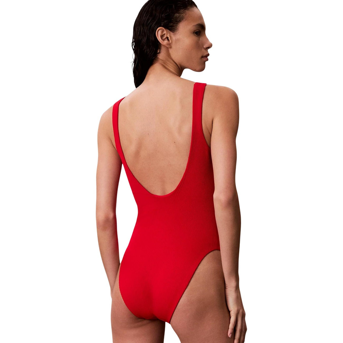 Calvin Klein Jeans Costume Intero Donna Rosso Scollo Quadrato