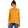 Desigual Blusa Donna Viscosa Gialla Maniche Tre Quarti Scollo a V