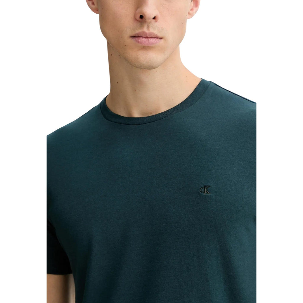 Calvin Klein T Shirt Uomo Verde Cotone Elastan Maniche Corte