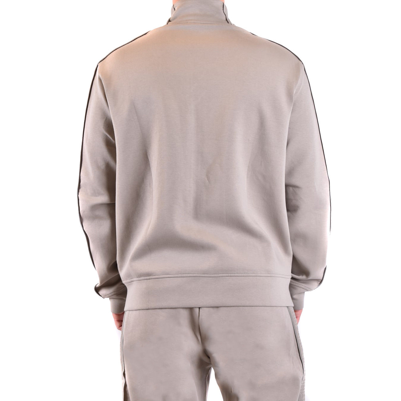 Emporio Armani Felpa Uomo Grigio Con Zip Collo Alto Tasche Autunno Inverno