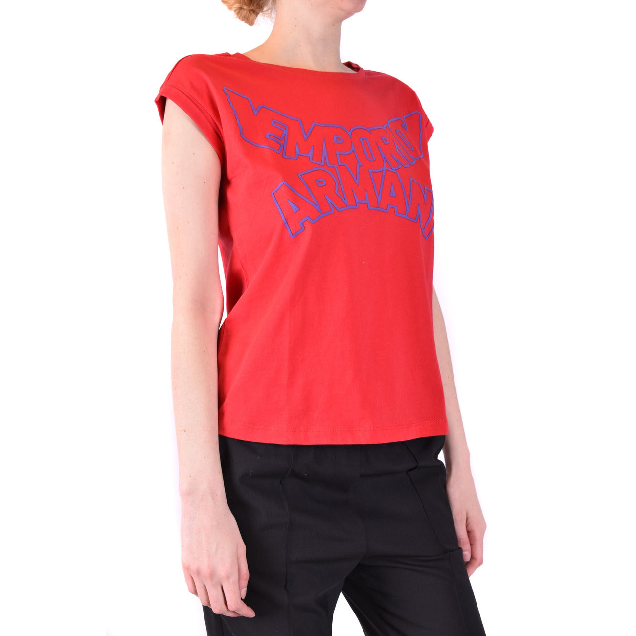 Emporio Armani T Shirt Donna Cotone Rosso Stampa Manica Corta
