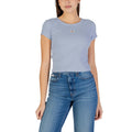 Calvin Klein Jeans T Shirt Donna Blu Maniche Corte Scollo Tondo Cotone Elastan