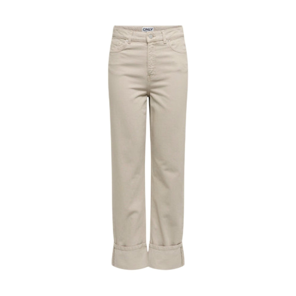 Only Jeans Donna Beige In 100 Cotone Vita Media Con Tasche E Zip
