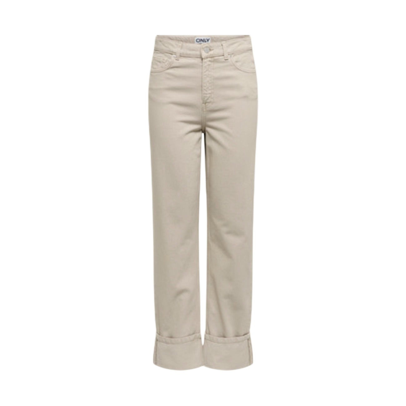 Only Jeans Donna Beige In 100 Cotone Vita Media Con Tasche E Zip