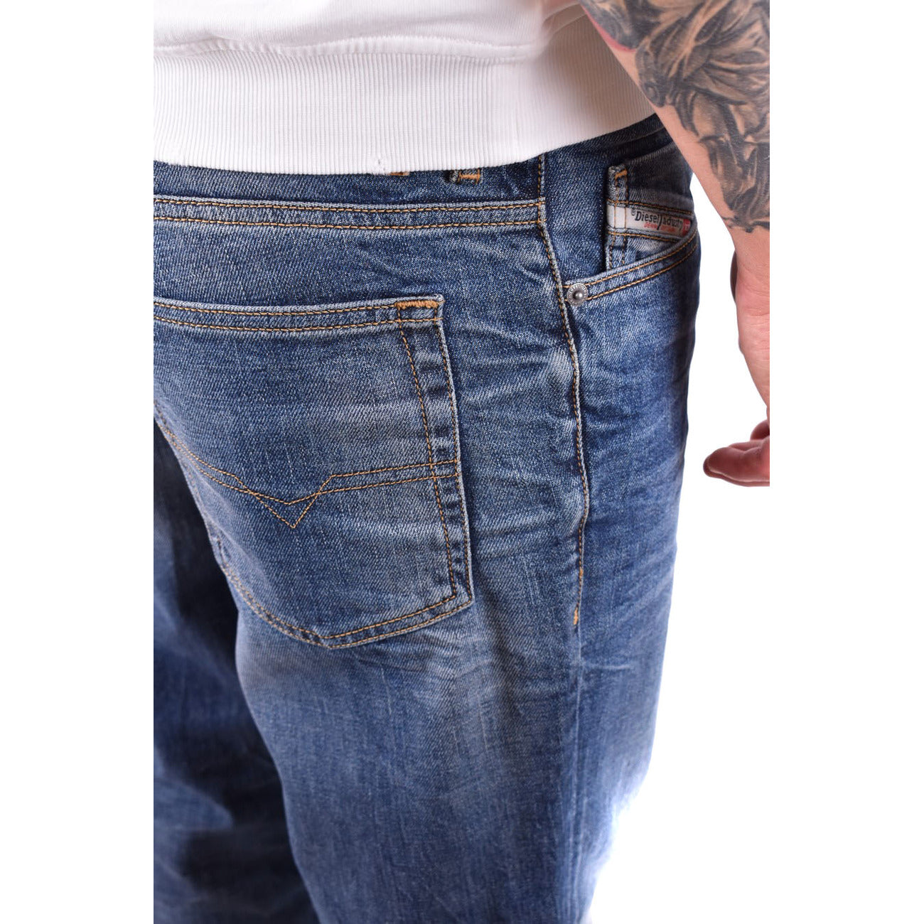 Diesel Jeans Uomo Blu Effetto Consumato Zip E Bottone Primavera Estate
