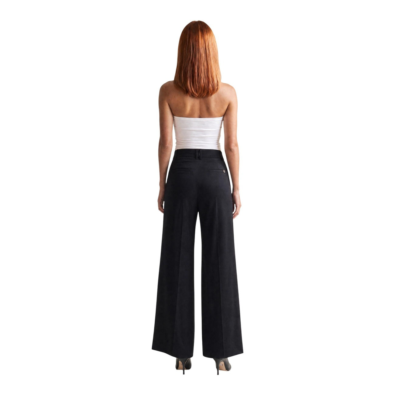 Guess Pantaloni Donna Wide Leg Bastienne Nero 100 Viscosa Primavera