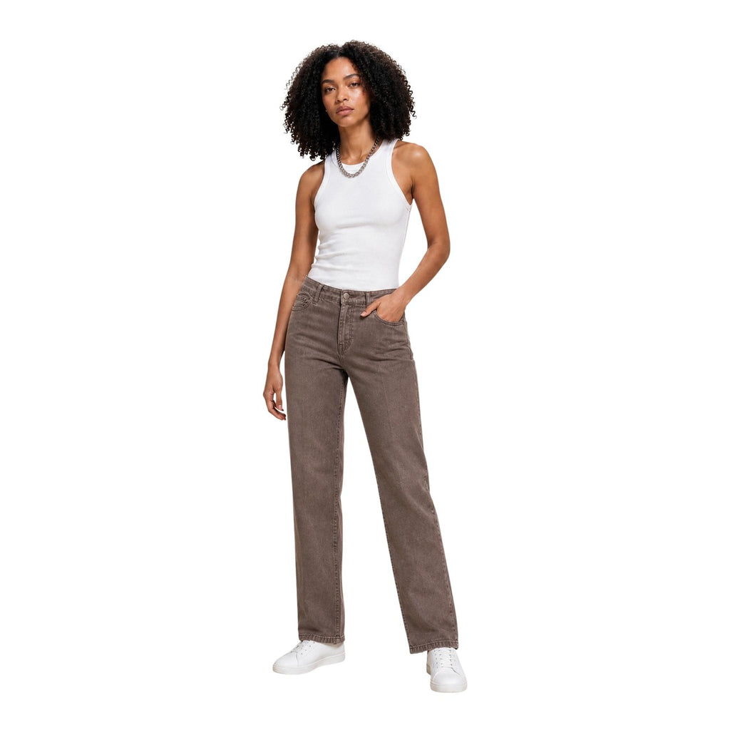 Guess Pantaloni Donna Palazzo Beige In Lyocell Primavera Estate
