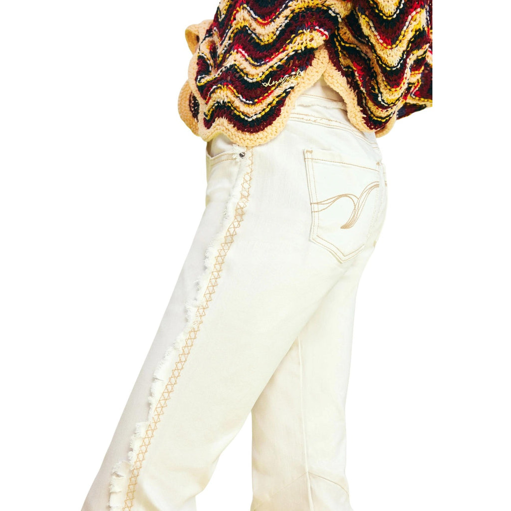 Jeans Donna Desigual Beige Primavera Estate 98 Cotone 2 Elastan