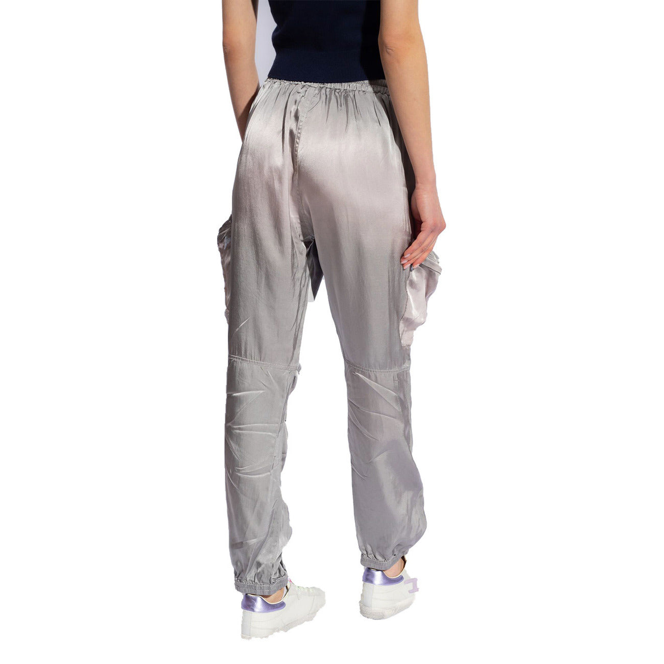 Diesel Pantaloni Donna Argento Primavera Estate In Poliestere