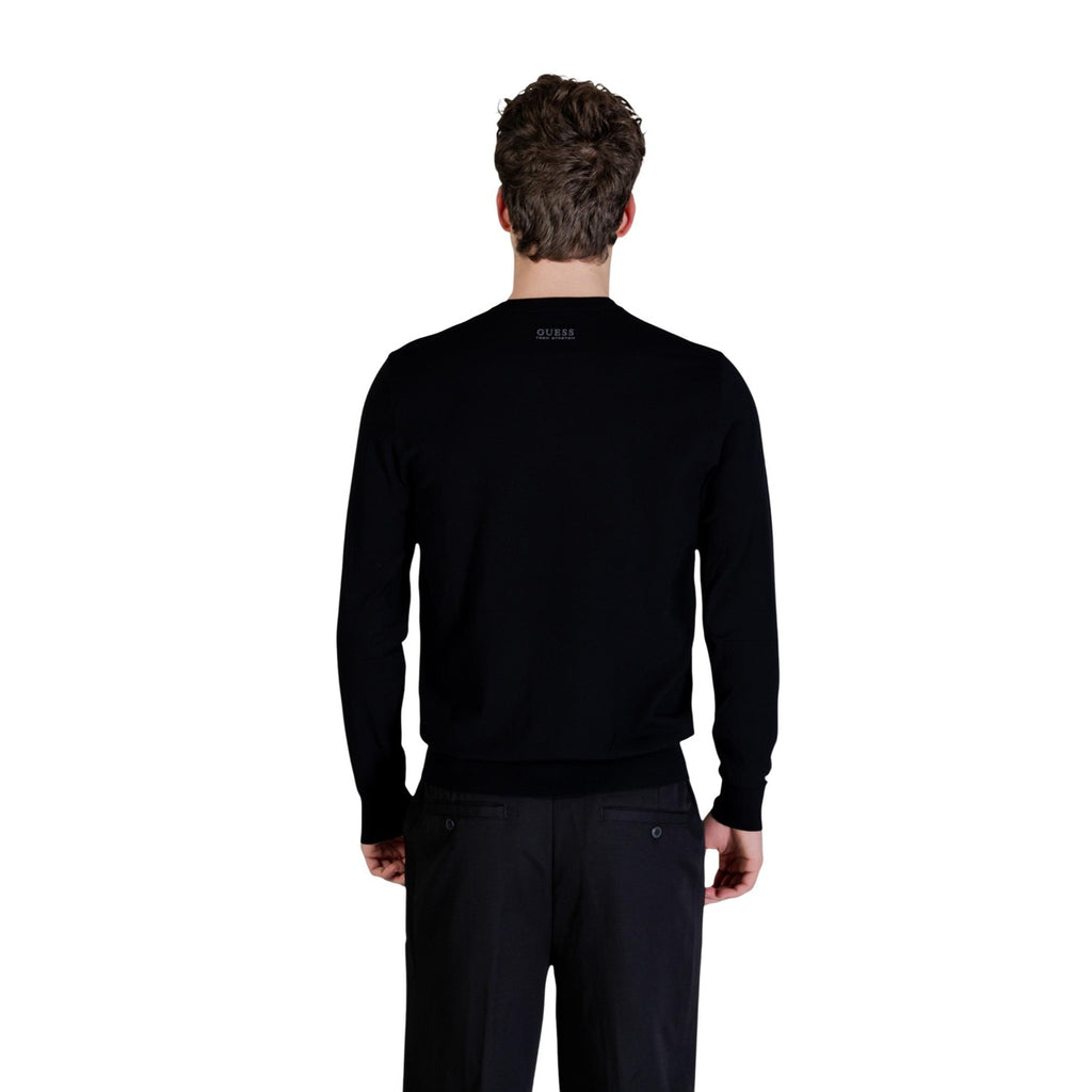Guess Maglia Uomo Nero Maniche Lunghe Scollo Tondo Viscosa Poliestere