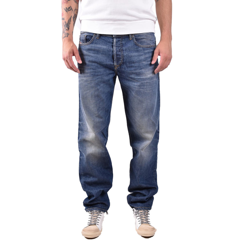 Diesel Jeans Uomo Blu Effetto Consumato Zip E Bottone Primavera Estate