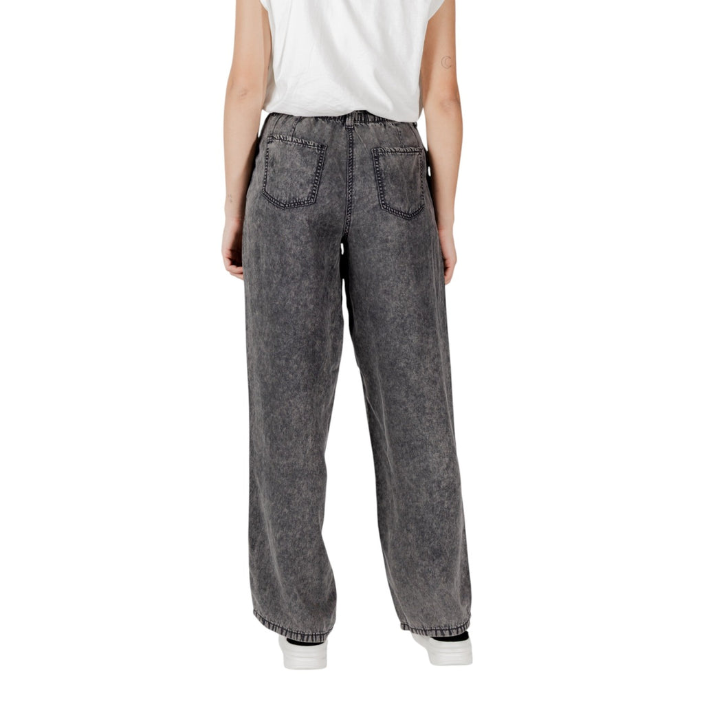Only Jeans Donna Nero In Lyocell Vita Media Zip E Bottone