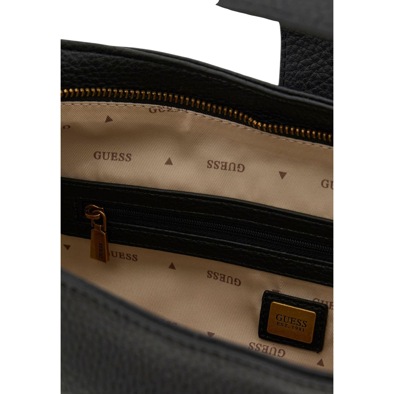 Guess Borsa A Mano Donna Nera Con Cerniera 39x26x9 Primavera Estate