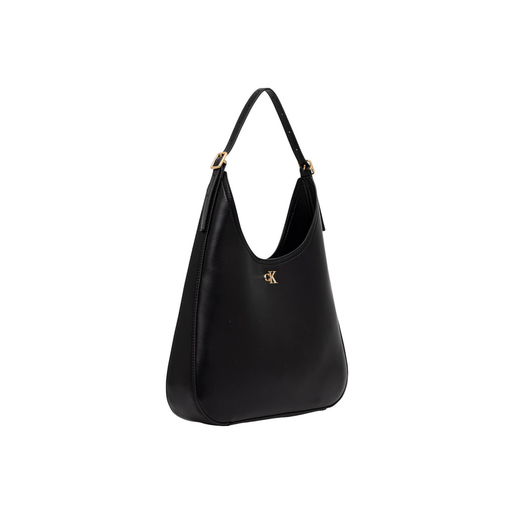 Calvin Klein Borsa Donna Media A Spalla Nero Con Cerniera Tasche Interne Elegante Autunno Inverno