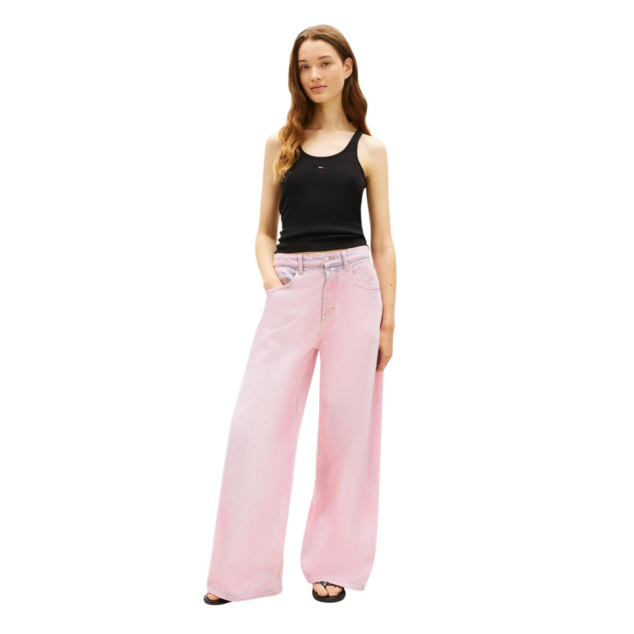 Tommy Hilfiger Jeans Canotta Donna Nero Cotone Stretch Primavera Estate