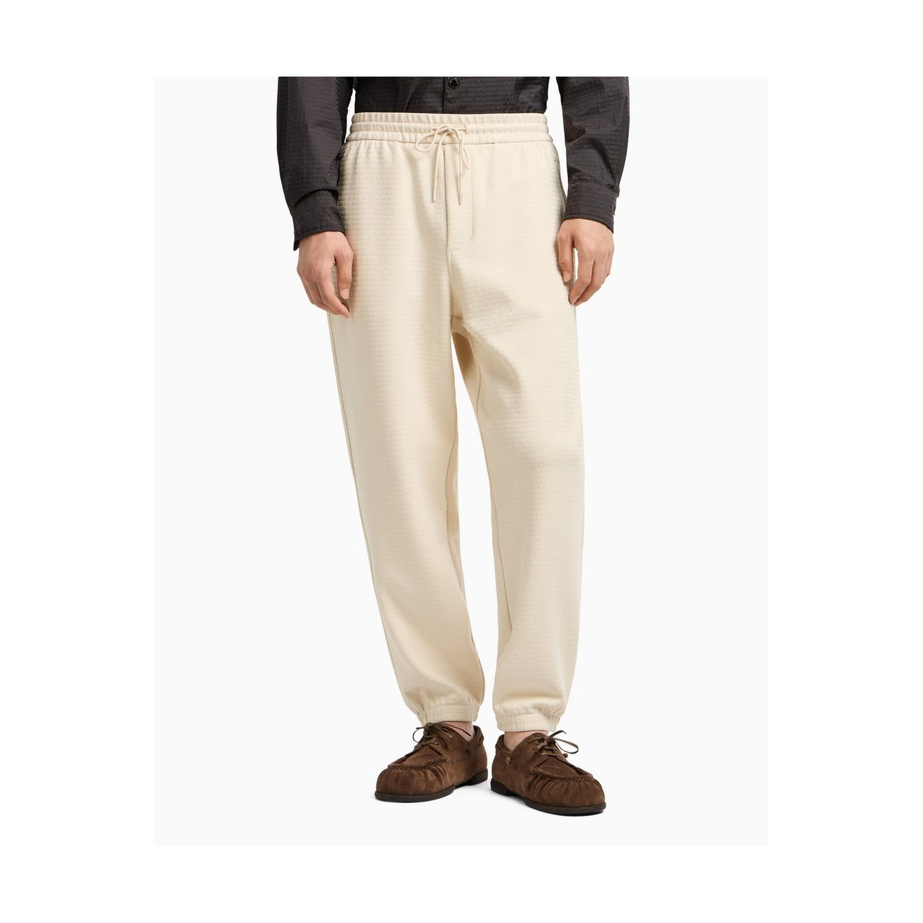 Emporio Armani Pantaloni Uomo Estate Bianchi Lacci Cotone Lyocell Elastan