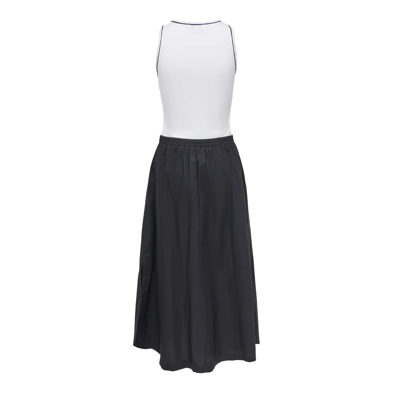 Only Abito Donna Smanicato Nero Cotone Elasticizzato Con Tasche