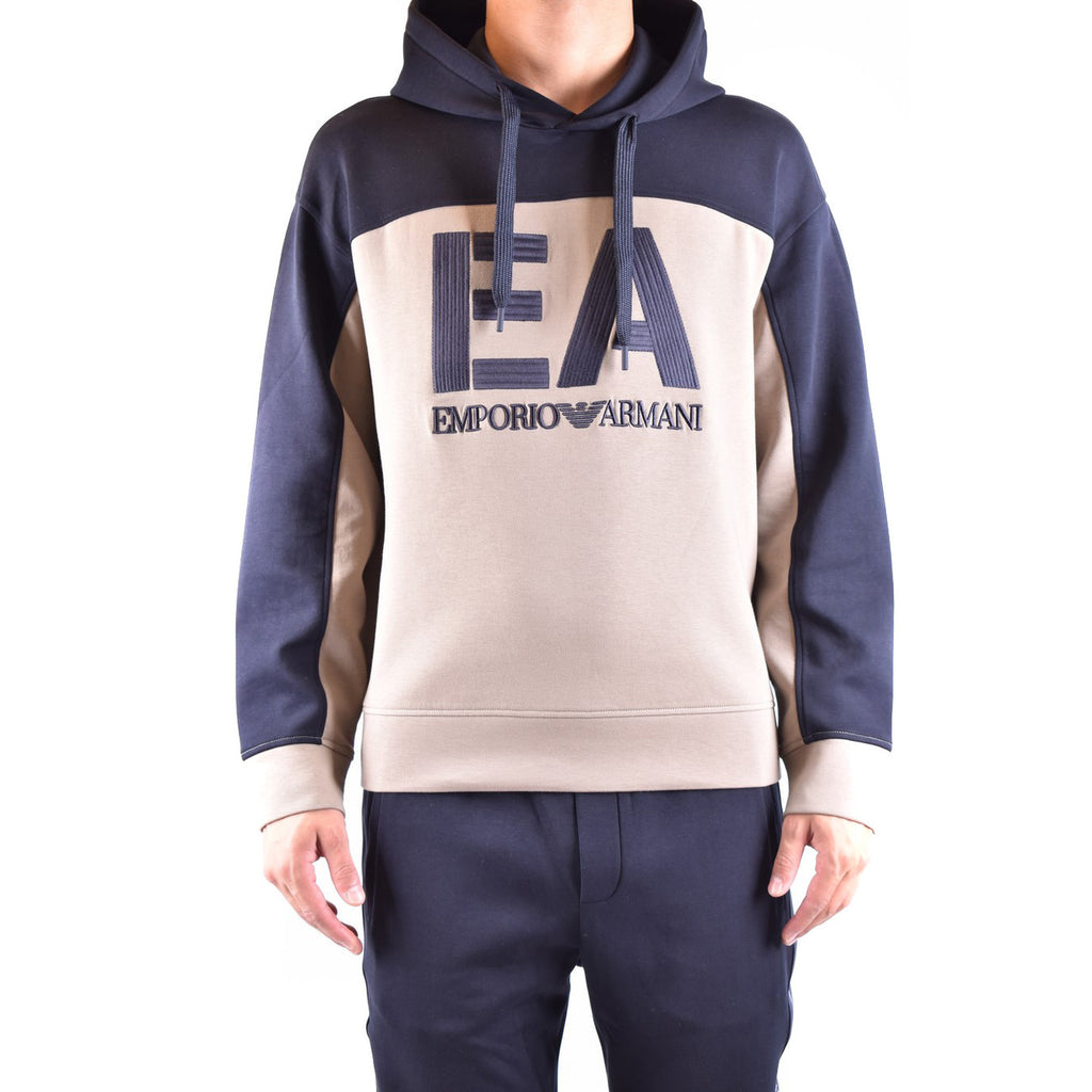 Emporio Armani Felpa Uomo Cappuccio Stampa Multicolore Autunno Inverno Cotone