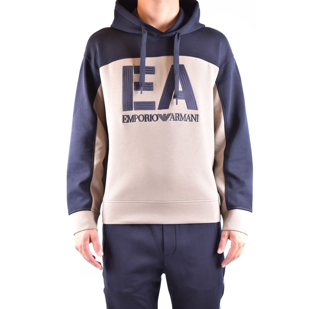 Emporio Armani Felpa Uomo Cappuccio Stampa Multicolore Autunno Inverno Cotone
