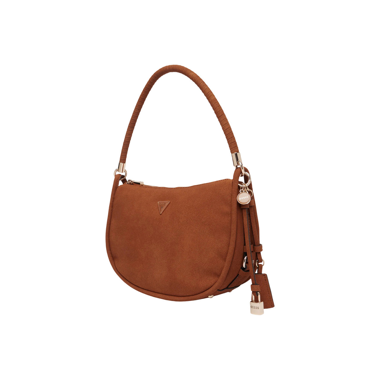 Guess Borsa Donna Danya Hobo Marrone Con Zip Tasche Interne