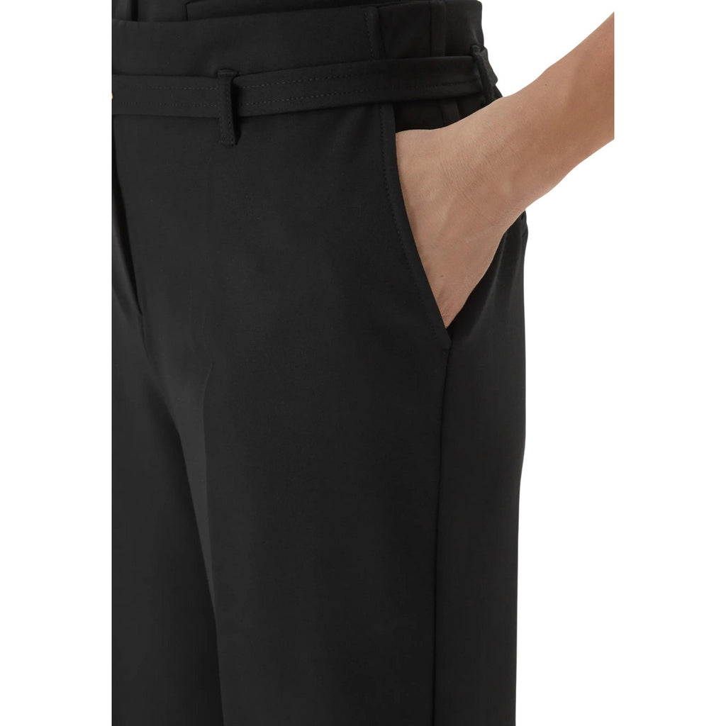 Guess Pantaloni Donna Structured Crepe G Belt Neri Eleganti Primavera Estate
