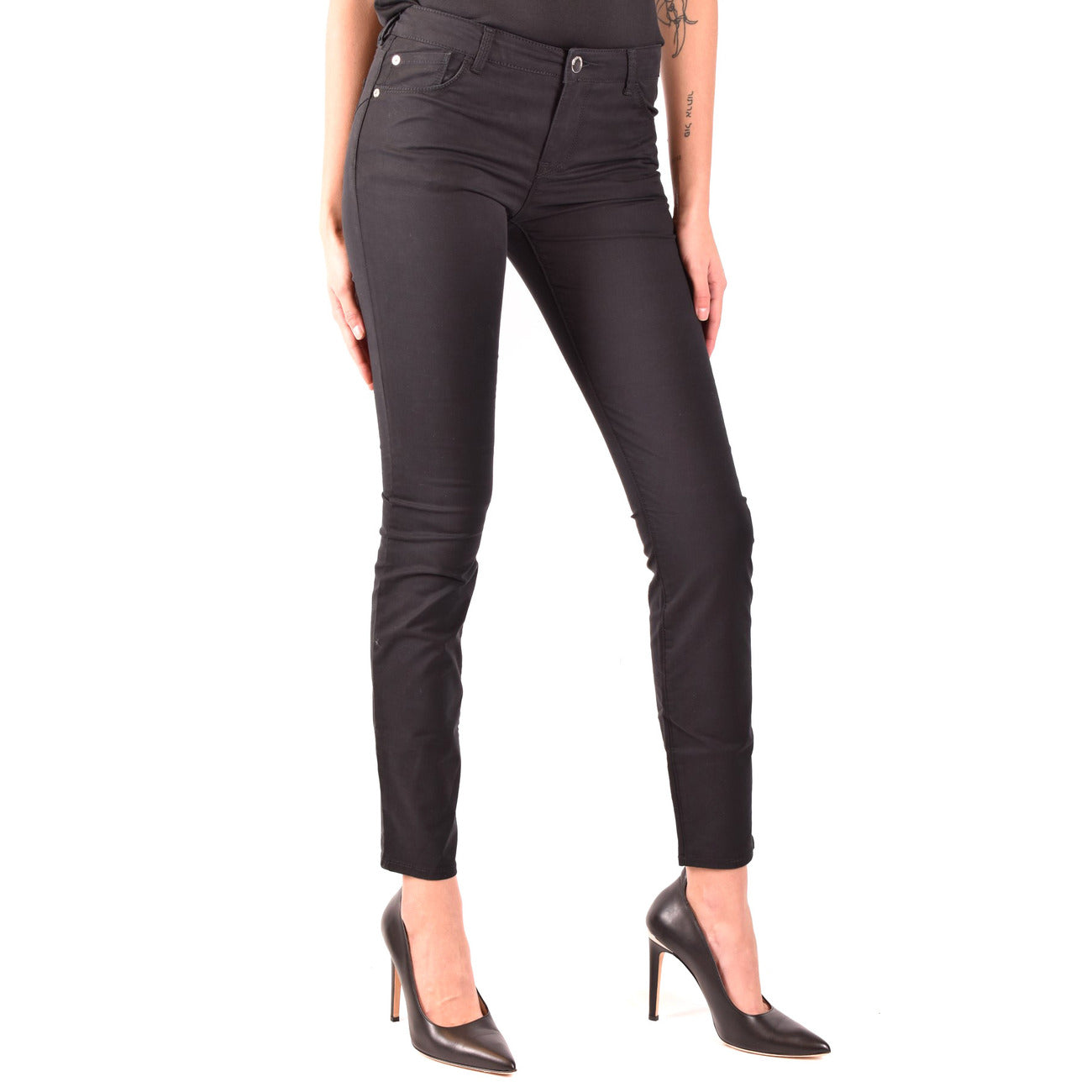 Emporio Armani Jeans Donna Nero Con Chiusura Zip E Bottone Primavera