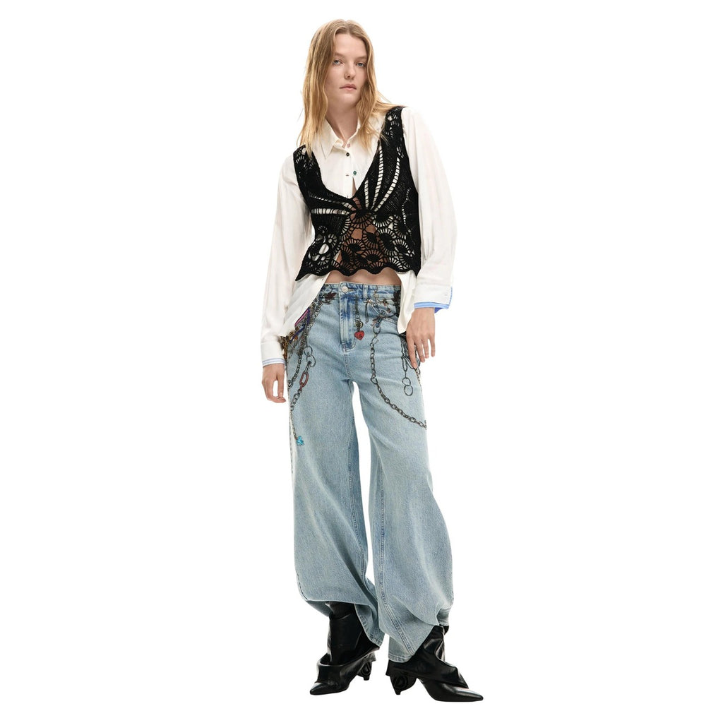Desigual Camicia Donna Bianca 95 Cotone 5 Poliammide Colletto Classico