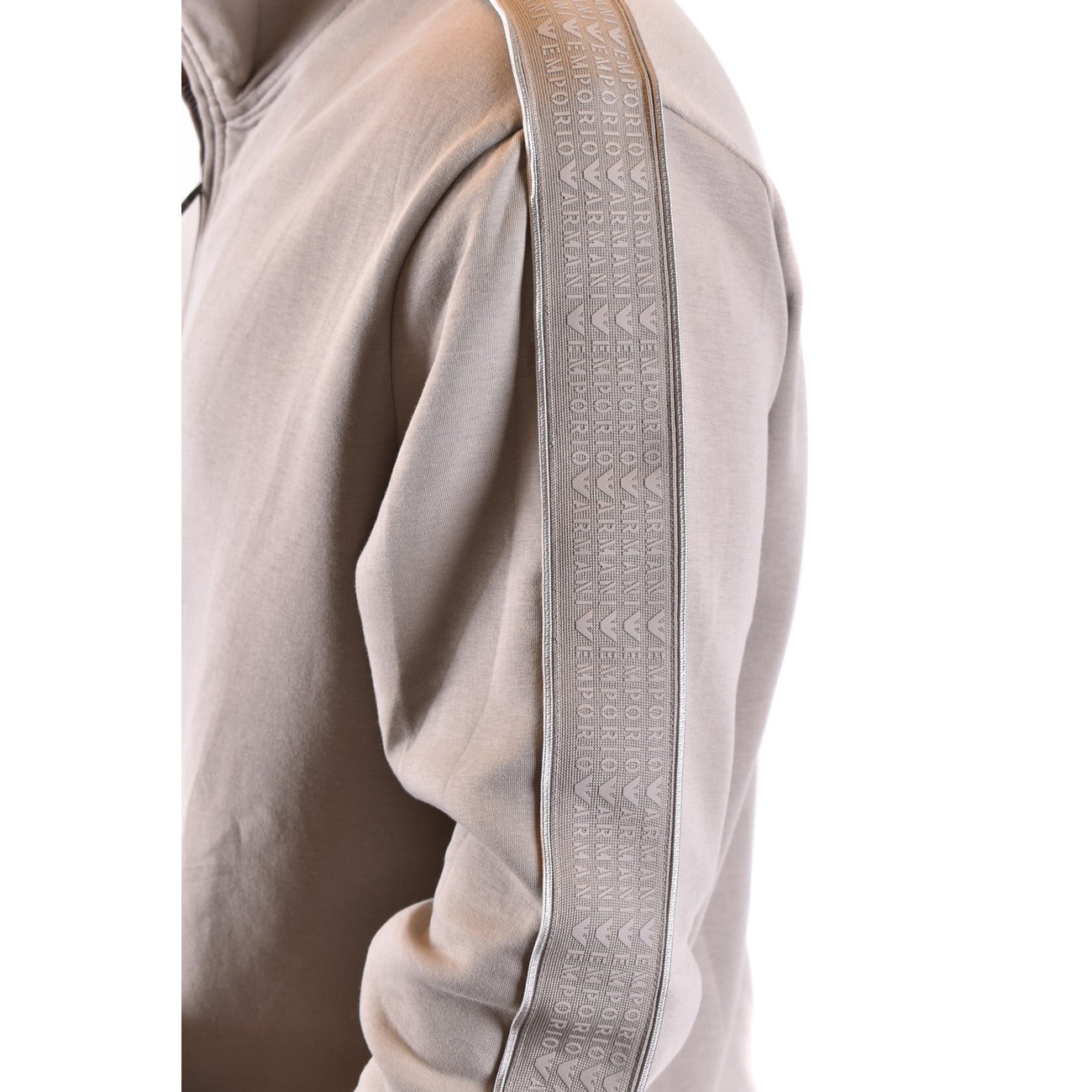 Emporio Armani Felpa Uomo Grigio Con Zip Collo Alto Tasche Autunno Inverno