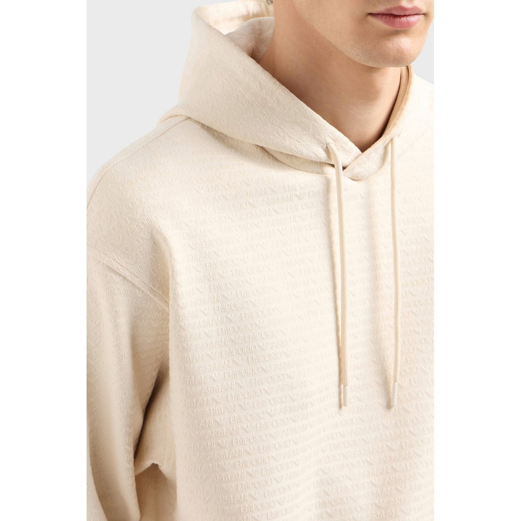 Emporio Armani Felpa Uomo Con Cappuccio Bianca Cotone Lyocell
