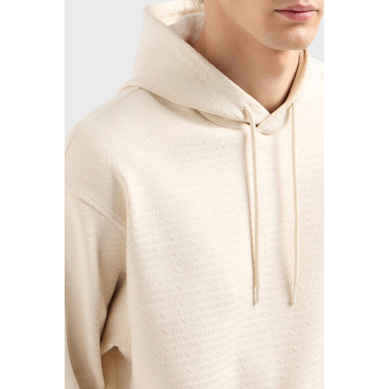 Emporio Armani Felpa Uomo Con Cappuccio Bianca Cotone Lyocell