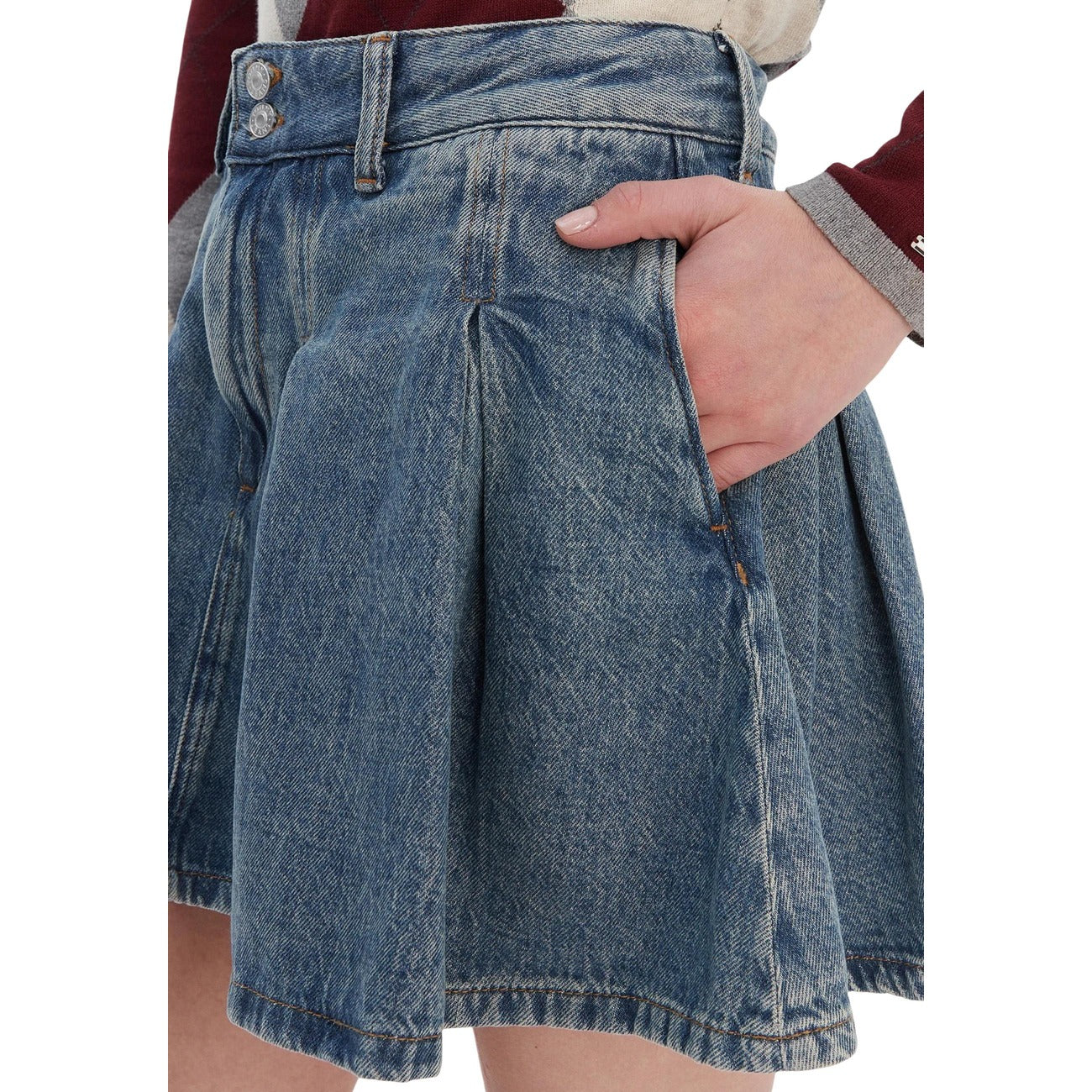 Tommy Hilfiger Jeans Gonna Midi Donna Blu Cotone Organico