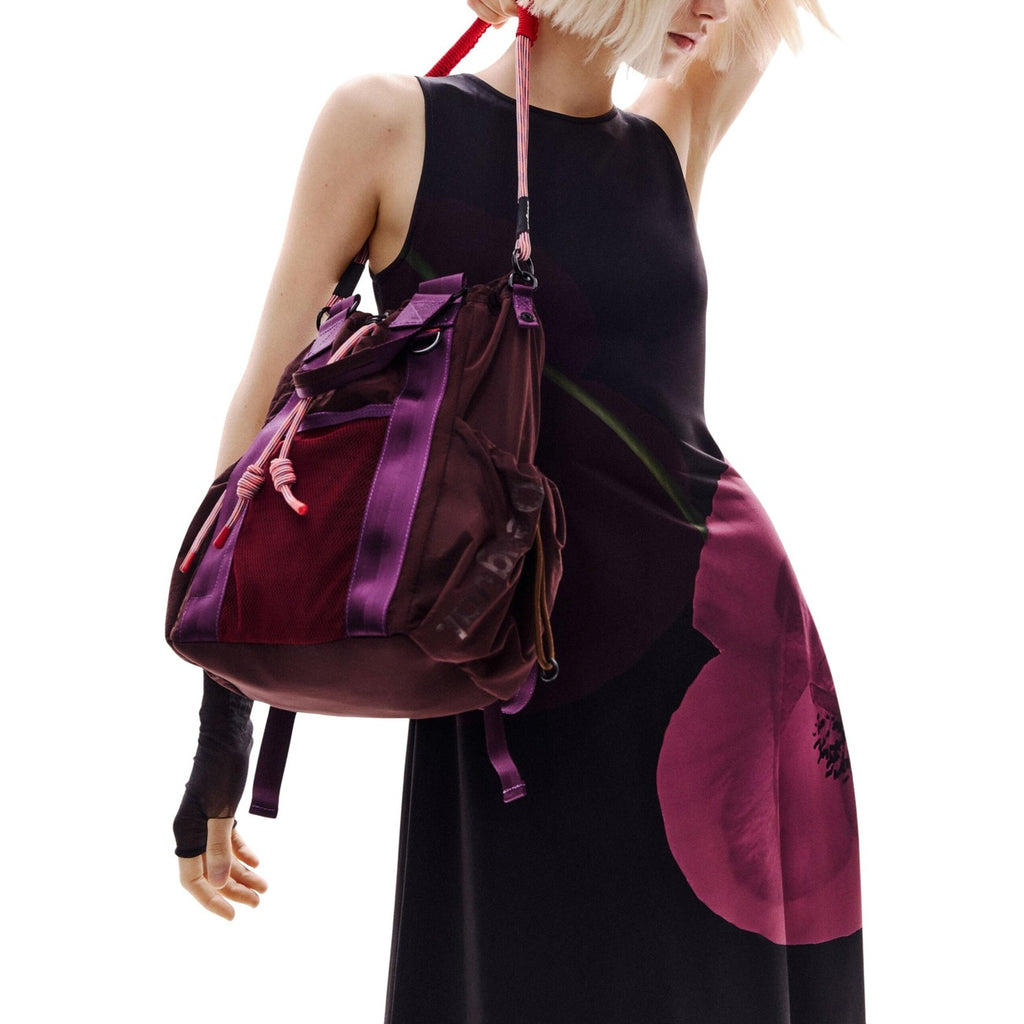 Desigual Abito Donna Nero Fantasia Floreale Smanicato Scollo Tondo Estate