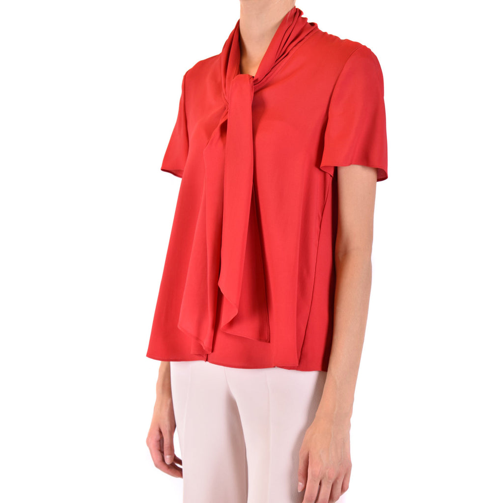 Emporio Armani Blusa Donna Rosso Seta Acetato Maniche Corte