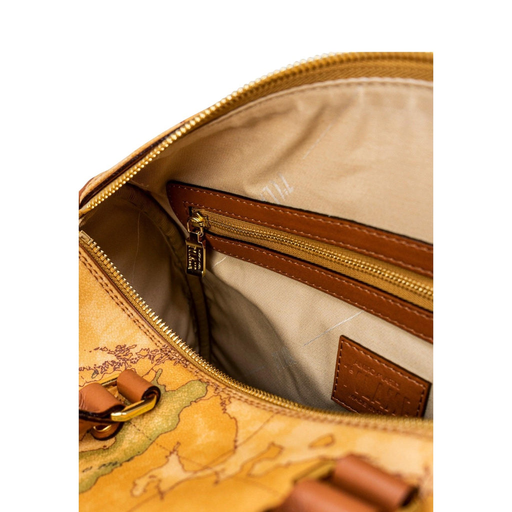 Alviero Martini Prima Classe Borsa Donna Beige Pelle Con Zip Tracolla W30 H25 L17 Made In Italy
