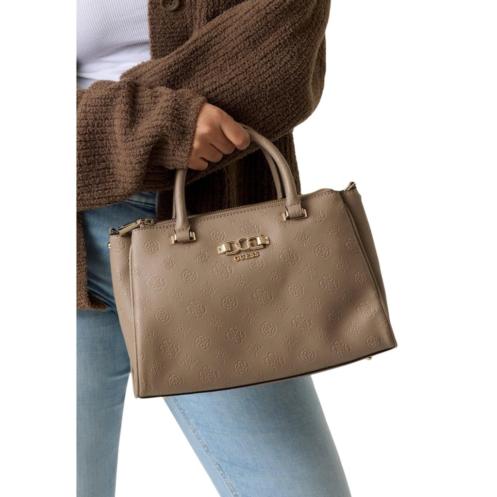 Guess Borsa Donna Beige A Mano Con Tracolla Zip 30x21x11 Cm