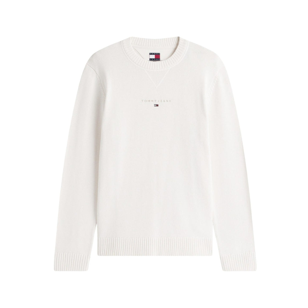Tommy Hilfiger Jeans Maglia Uomo Cotone Organico Beige Maniche Lunghe