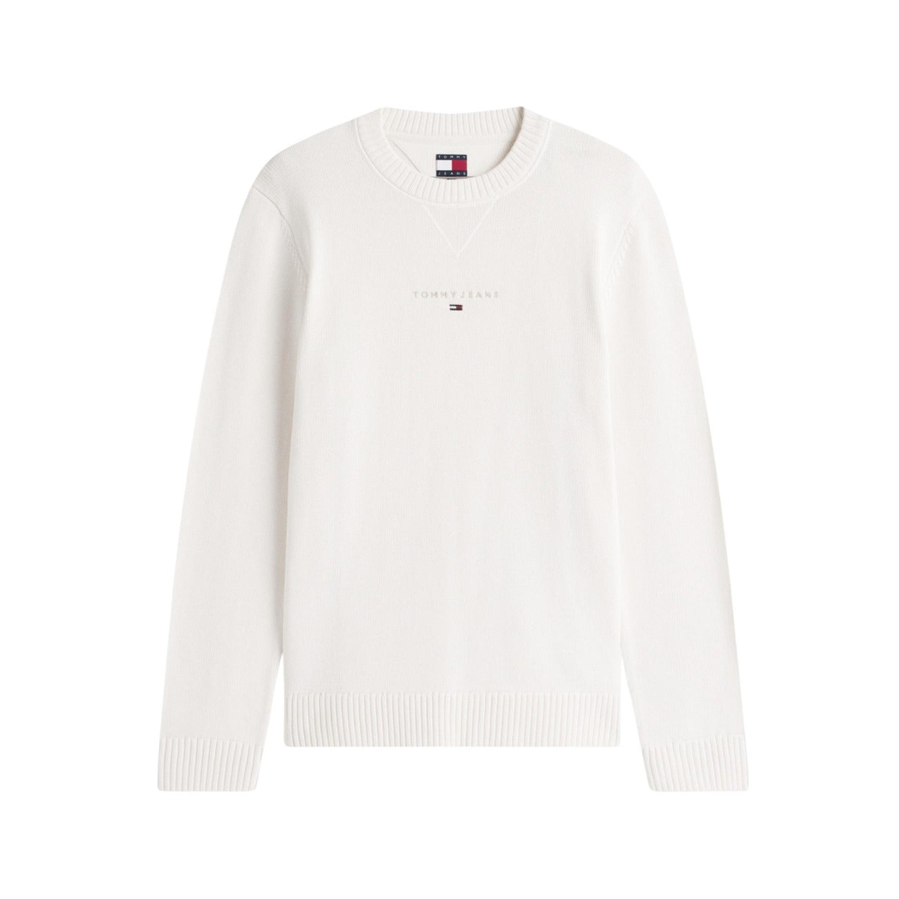 Tommy Hilfiger Jeans Maglia Uomo Cotone Organico Beige Maniche Lunghe