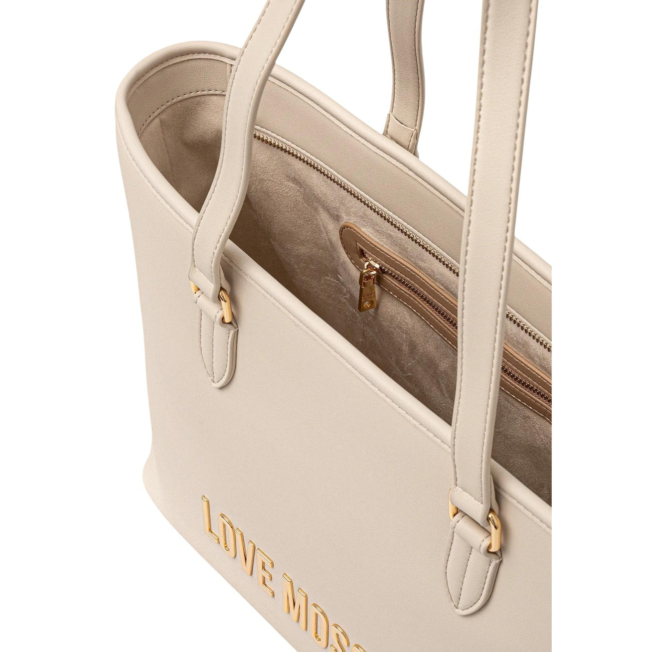 Love Moschino Borsa A Mano Donna Beige 38x28.5x13 In Poliuretano