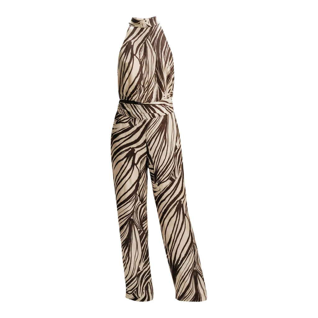 Guess Tuta Donna Charline Smanicata Marrone Stampa Girocollo