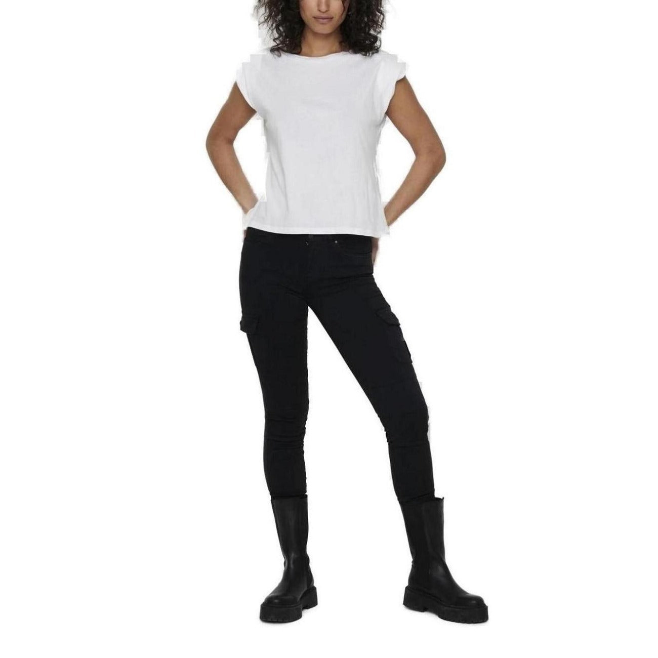 Jeans Donna Only Nero Con Zip E Bottone Elasticizzati 98 Cotone 2 Elastan