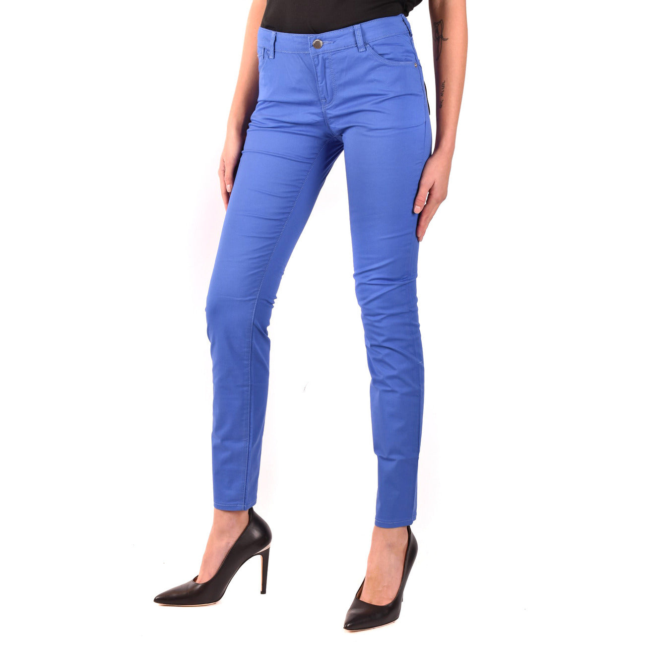 Emporio Armani Pantaloni Donna Blu Cotone Elasticizzato Primavera Estate