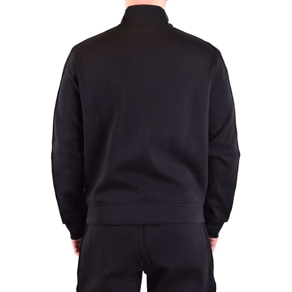 Emporio Armani Felpa Uomo Nero Con Zip Collo Alto Tasche Poliestere