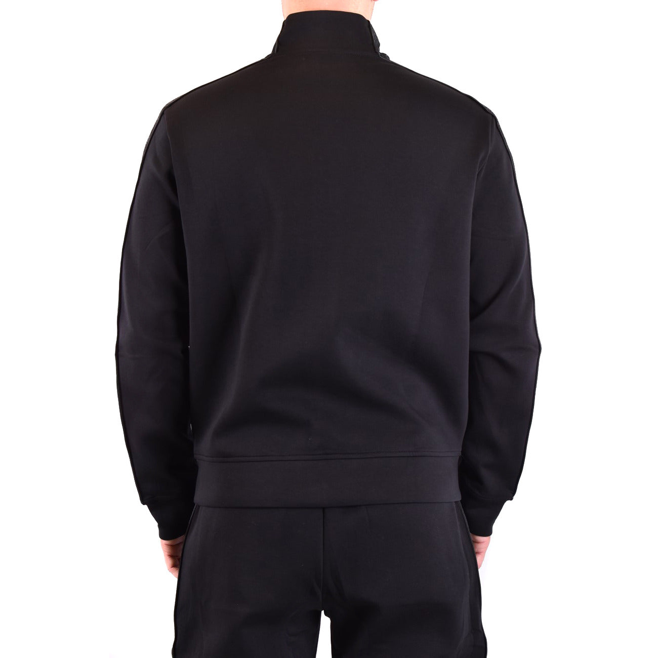 Emporio Armani Felpa Uomo Nero Con Zip Collo Alto Tasche Poliestere