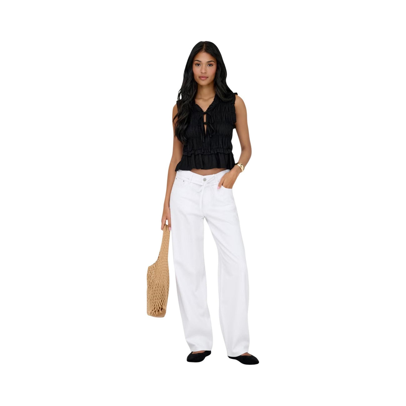 Only Jeans Donna Gianna Straight Bianco 100 Cotone Primavera Estate