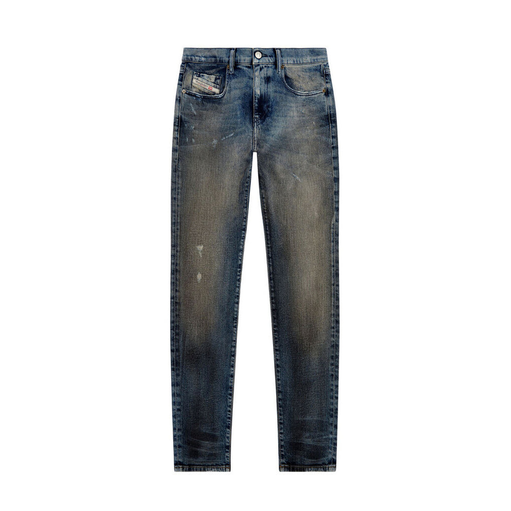 Diesel Jeans Uomo Blu Effetto Consumato Zip E Bottone Primavera Estate