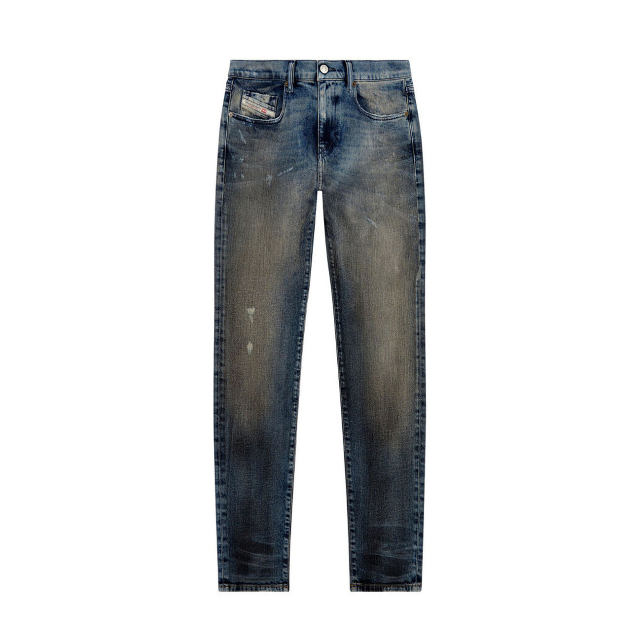 Diesel Jeans Uomo Blu Effetto Consumato Zip E Bottone Primavera Estate
