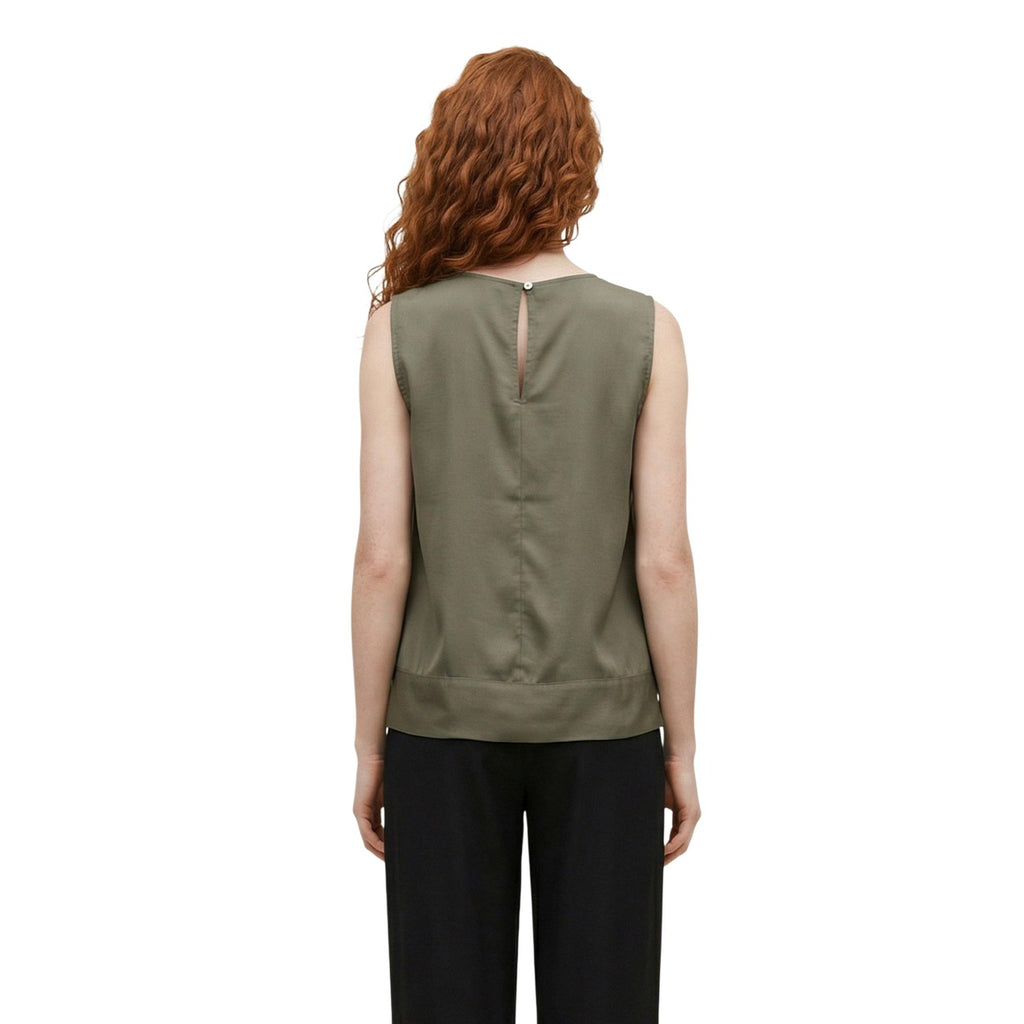 Only Blusa Donna Verde Smanicata Scollo Tondo Con Bottoni In Viscosa
